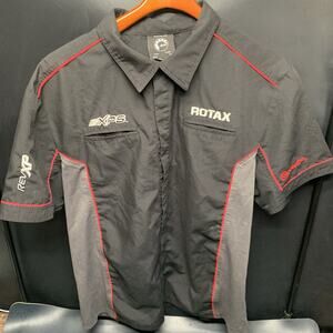 Vintage Ski-Doo Shirt Mens XL Black Gray Y2K Racing Team Work Shop Snap Up. G2